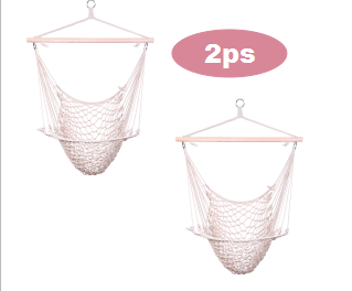 2pcs Indoor Outdoor Garden Cotton Hanging Rope Air/Sky Chair Swing Beige Hammocks  YJ