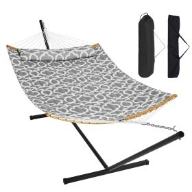 VEVOR Two Person Hammock with Stand Included, Double Hammock with Curved Spreader Bar and Detachable Pillow and Portable Carrying Bag (Default: Default)