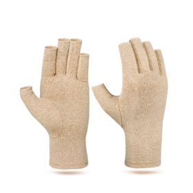 1pair Compression Arthritis Gloves Pain Relief Gloves ( Buy A Size Up ) (Color: Khaki, size: M)